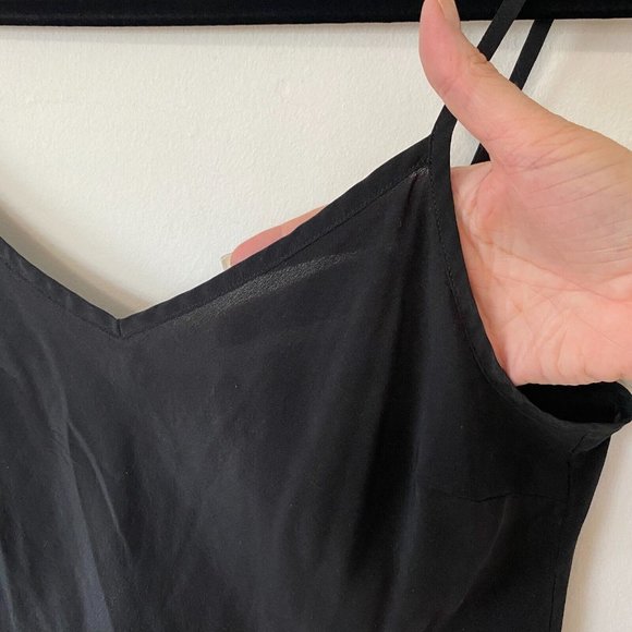 J Crew Black Sheer Chiffon V Neck Cami Tank Top XS Spaghetti Strap - Picture 5 of 7